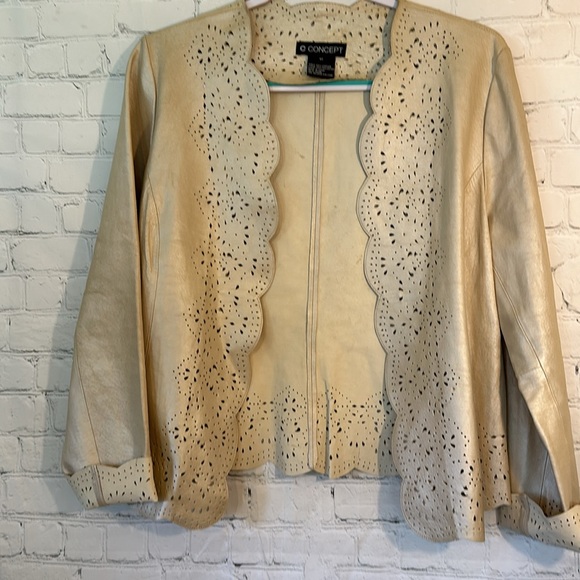 C Concept cream metallic leather laser cut jacket - Picture 2 of 11